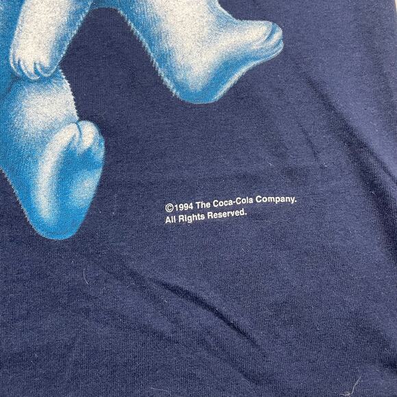 VTG 1994 Coca Cola Polar Bears T-Shirt Double Sided Blue size XL NEW WITH TAGS - Picture 7 of 9